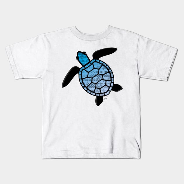 tropical turtle with aztec design Kids T-Shirt by JDP Designs